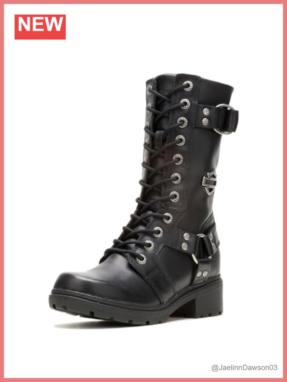 Harley Davidson Women's Eda Mid Calf Motorcycle Casual Boots Low Heel Leather